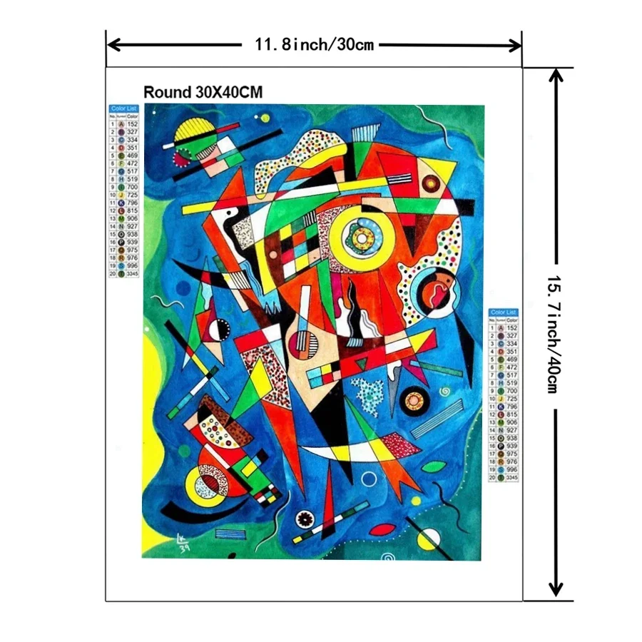 Famous Wassily Kandinsky Abstract Art 5d Diamond Mosaic Painting Colorful Cross Stitch Embroidery Handcraft Home Decor Gift