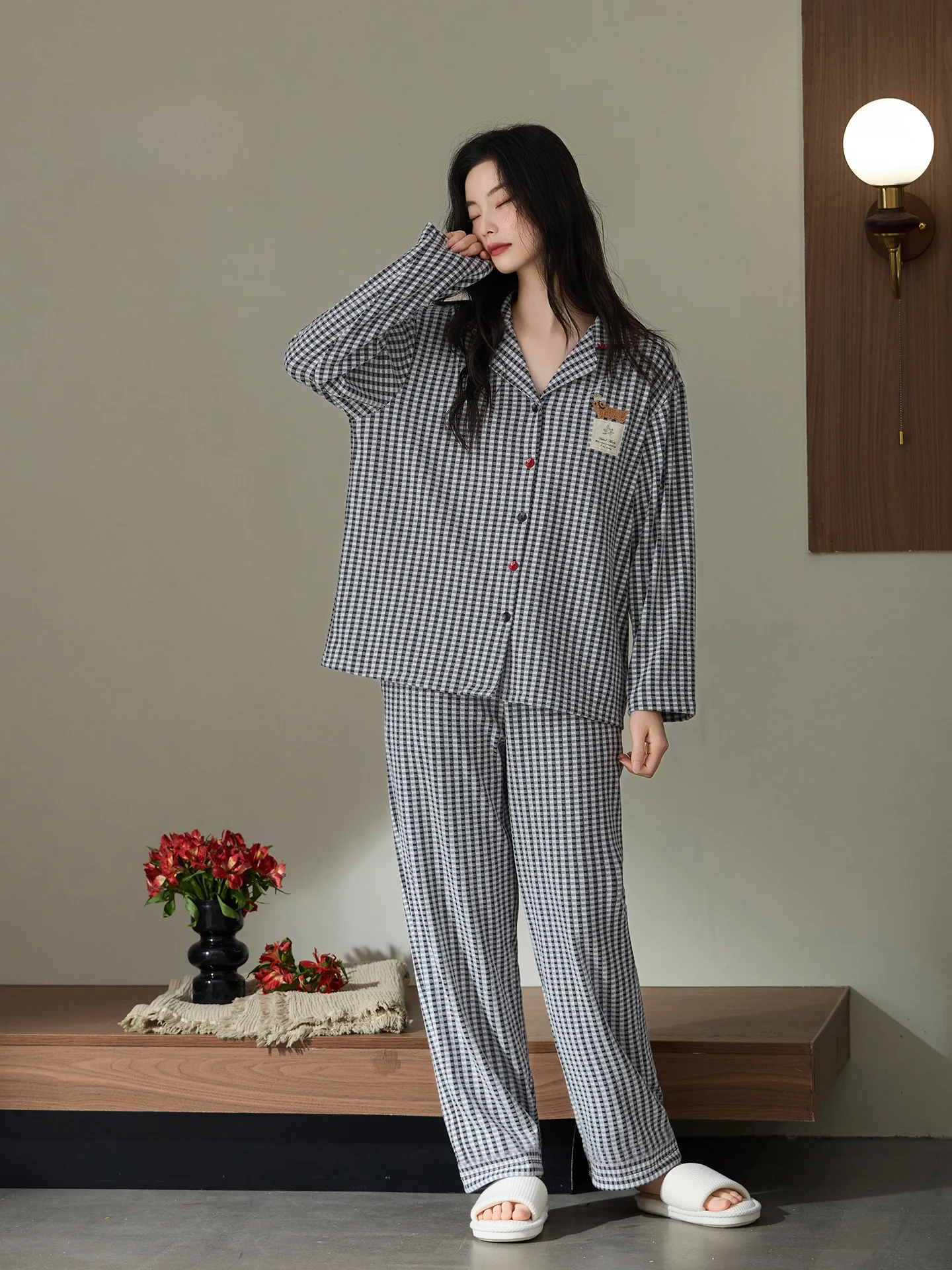 

Dry Deer Plaid Doggie Spwear Women's Autumn Winter Thiened Fce Coral Velvet High-End Sensation Outdoor Home Clothes