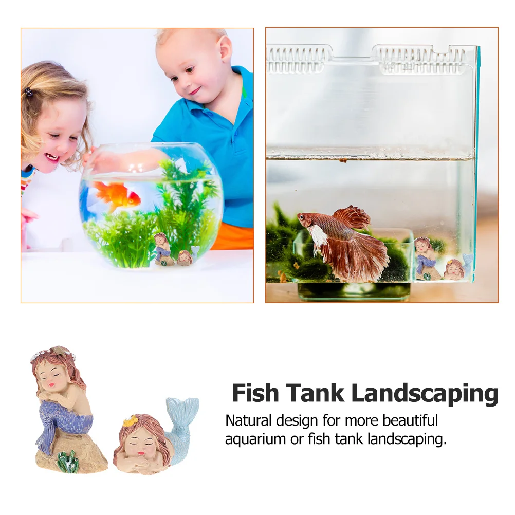 

2Pcs Fish Tank Resin Mermaid Decor Natural Design Aquarium Landscaping Ornament Aquarium Decoration Fish Tank Decoration