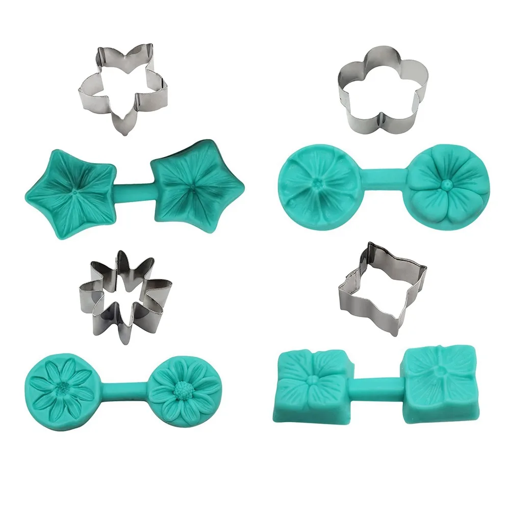 Stainless Steel Flower Petal Veiner Silicone Square Flower Daisy Silicone Molds Pentagonal Flower Plum Blossom Easy Use