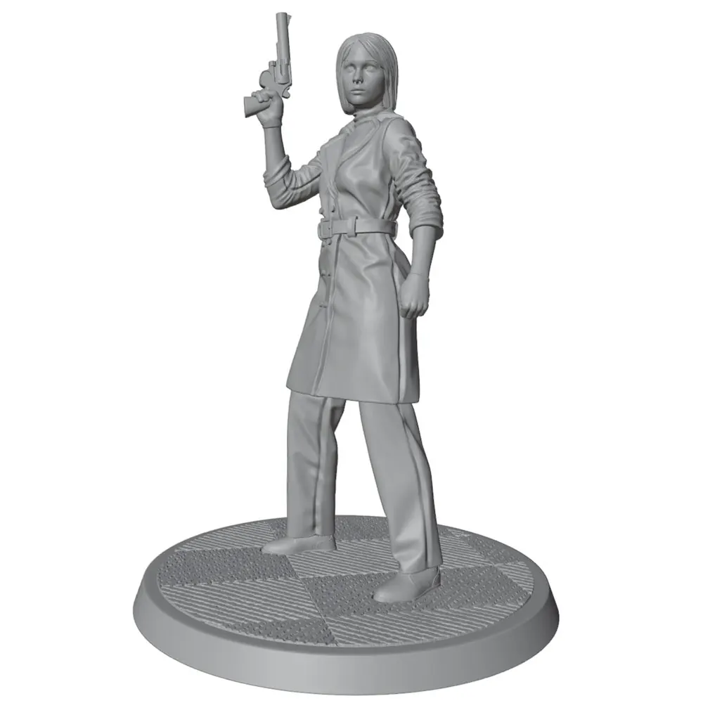 Figura de colección mujer con revólver 75mm resina sin pintar 1/24
