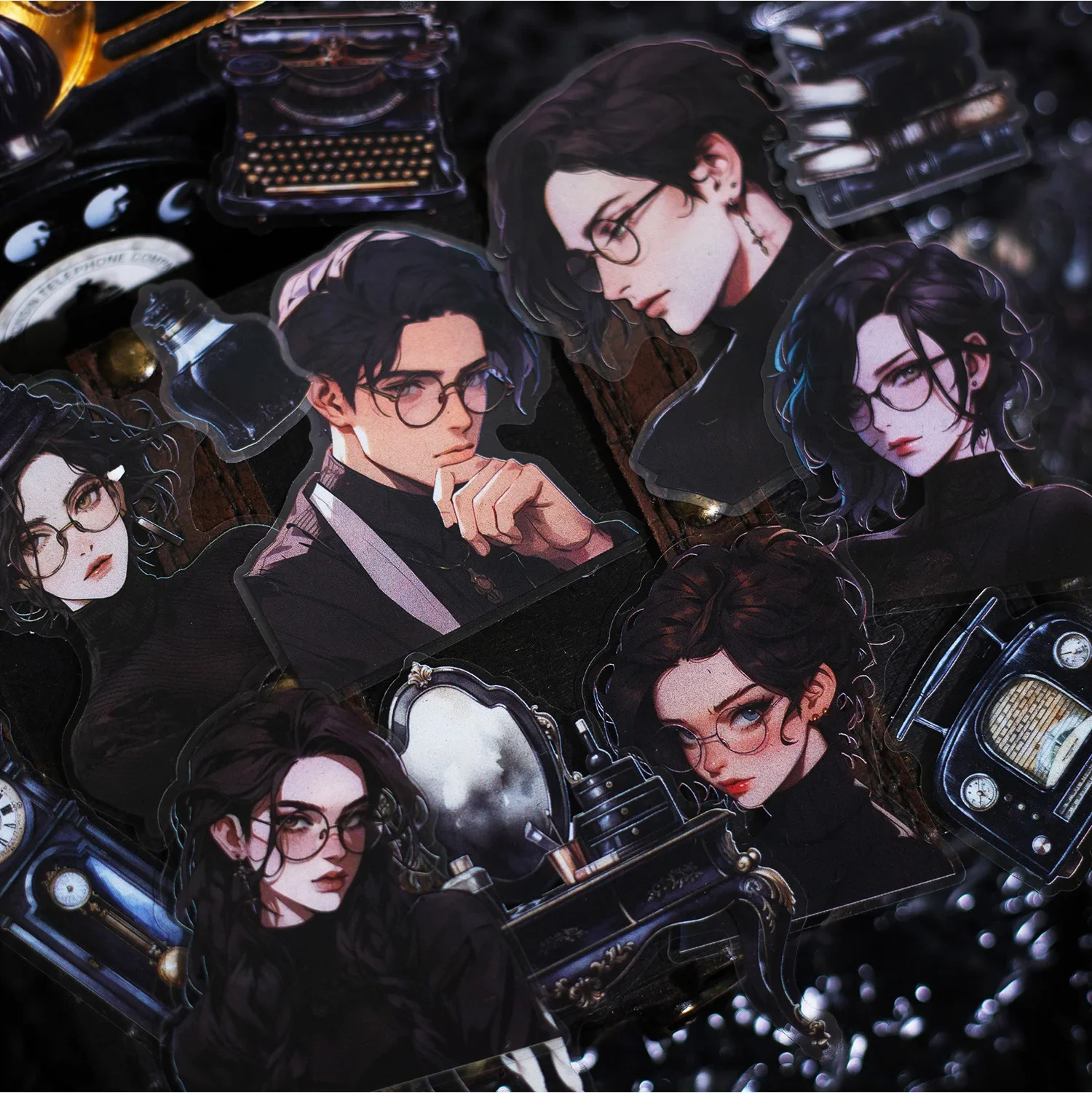 30pcs Dark Academy Series Gothic ตัวอักษรคู่มือวัสดุตกแต่ง 6 รูปแบบสติกเกอร์