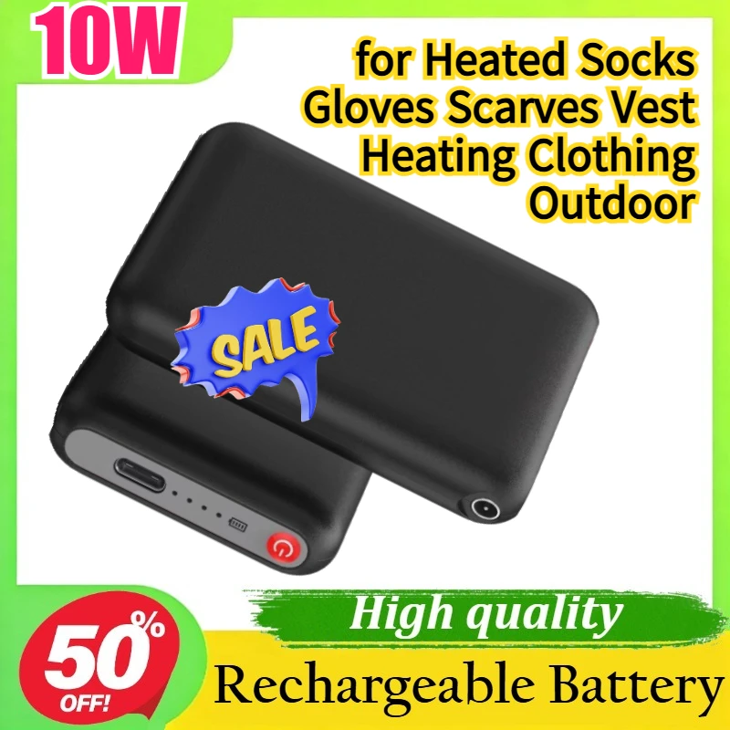 

2PCS-5000mAh Portable Power Bank for Heated Socks Gloves Scarves Vest Heating Clothing Outdoor Mini Battery
