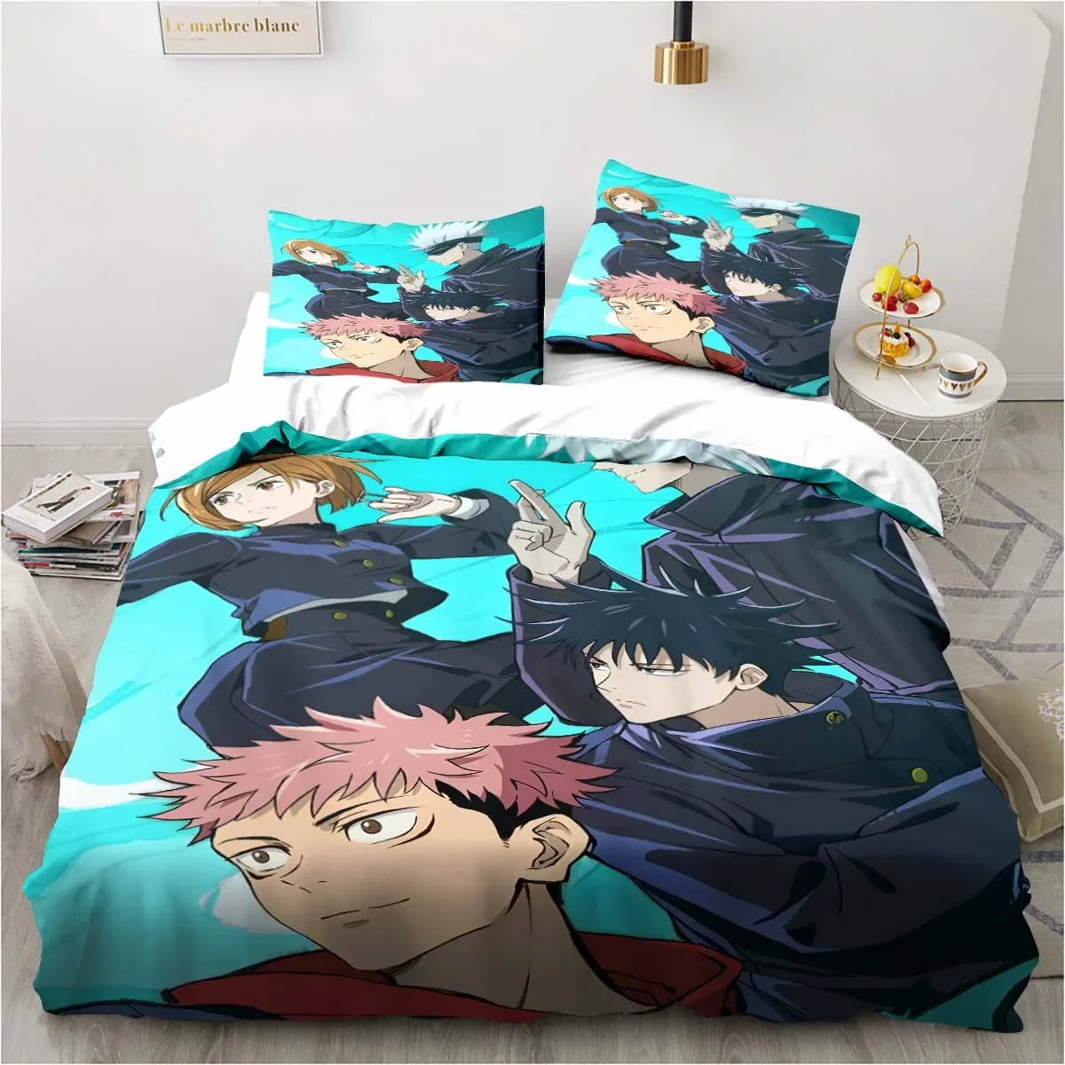 

Jujutsu Kaisen Cartoon Bedding Sets exquisite bed supplies set duvet cover bed comforter set bedding set luxury birthday gift