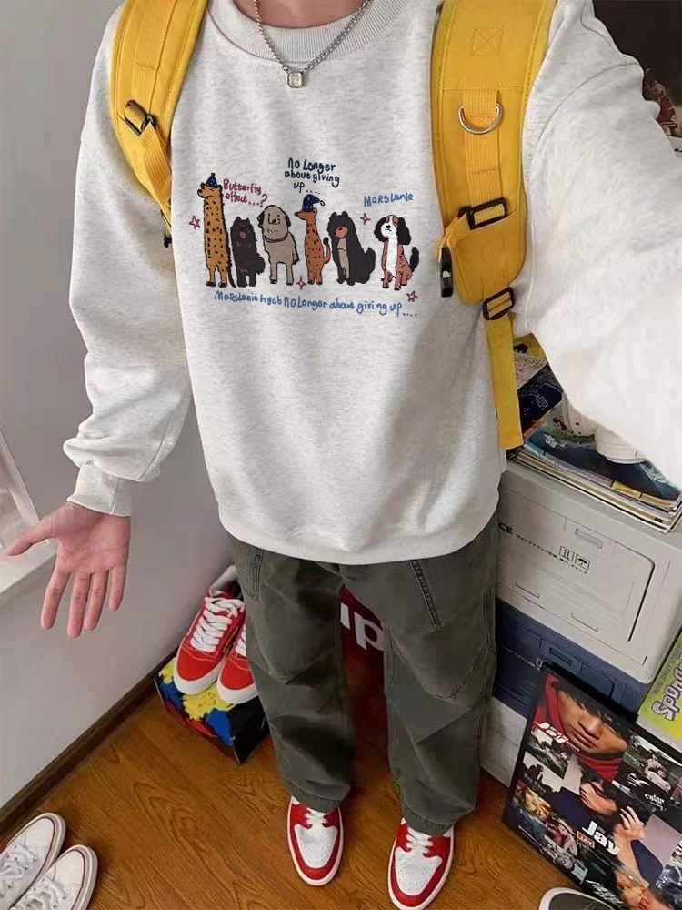 

Мужские толстовки без капюшона с вышивкой, двухслойные, универсальные, повседневные, на каждый день, подходят для любого случая