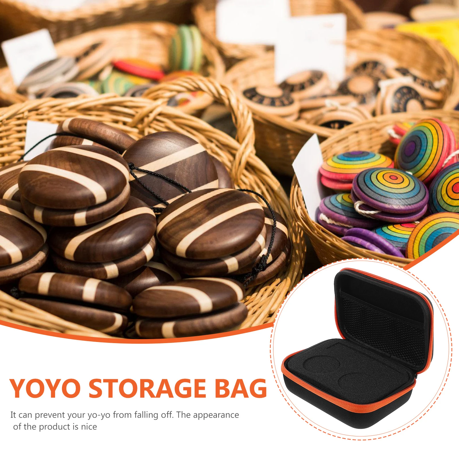 

2 Holes Orange Yo-yo Bag Lightweight Travel Home Party School Yoyo Ball Case Storage Pouch Carrying Box