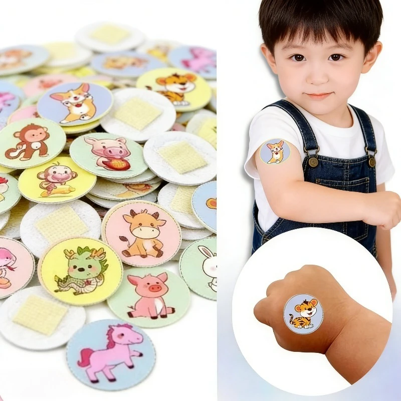 50pcs/set Cartoon Mini Plasters for Children Injection Wound Patch  Strips Waterproof Round Band Aid First Aid Bandages
