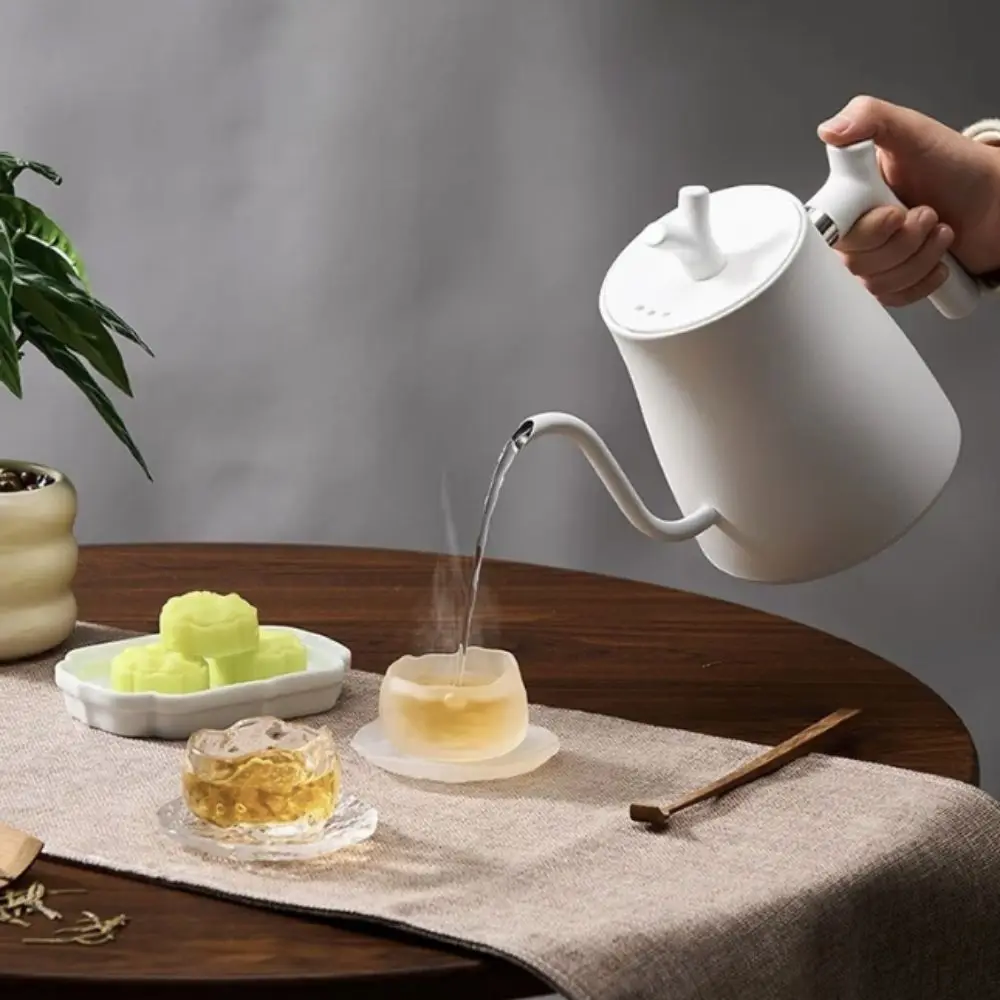 1000ML Goose-neck Electric Kettle Stainless Steel Adjustable Temperature Electric Water Pot with Heated Base Smart Temp Control