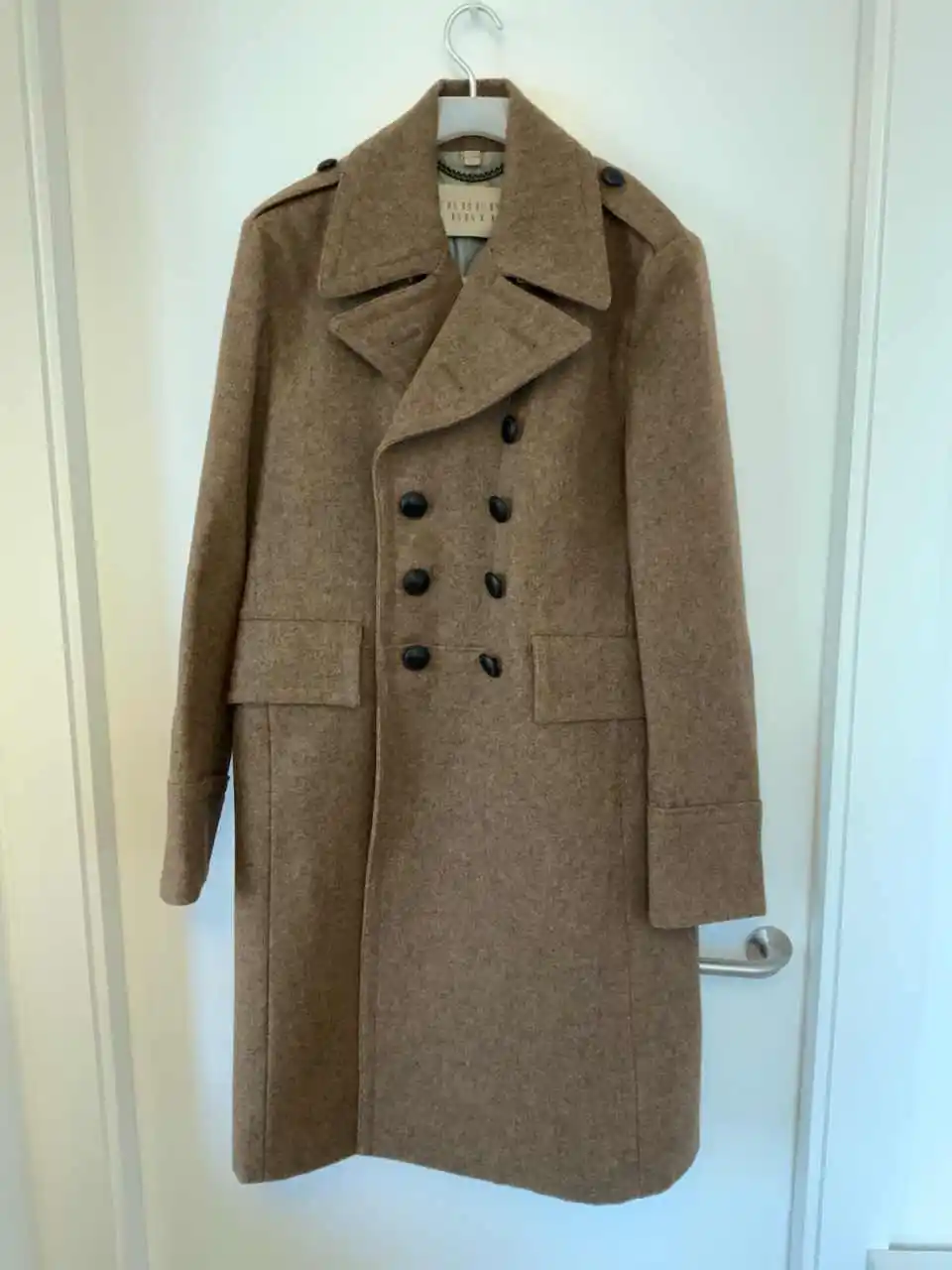 أزياء الرجال مزيج الصوف معطف 1 قطعة مزدوجة الصدر معطف الخريف والشتاء الدافئة نمط طويل زي مخصص #4