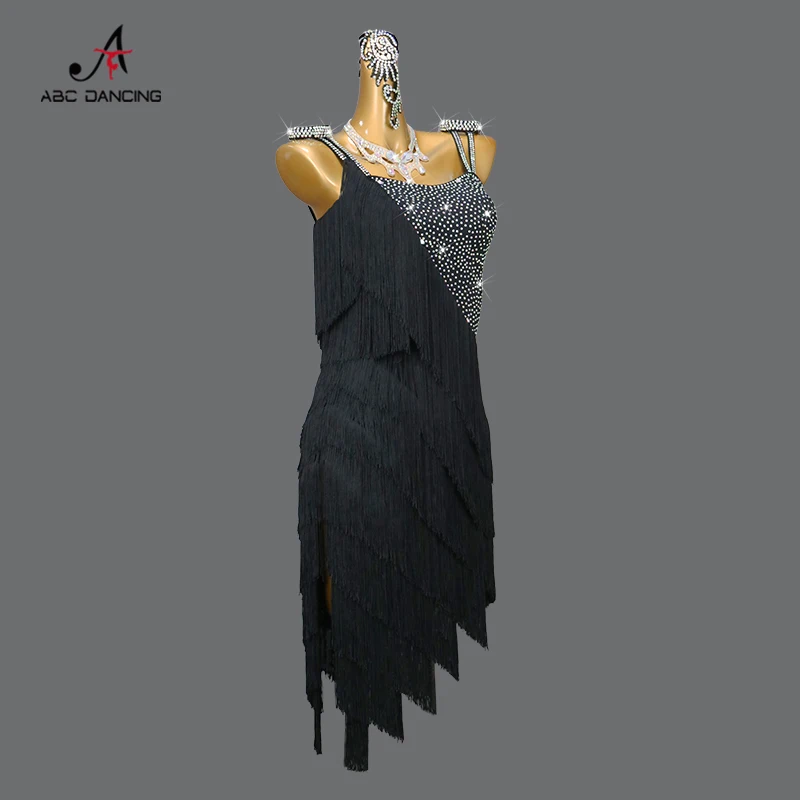 Stage Costume Women Latin Dance Dress Woman Standard Ballroom Figure Skating Outfit New Piece Competition Dancewear Dresses Wear