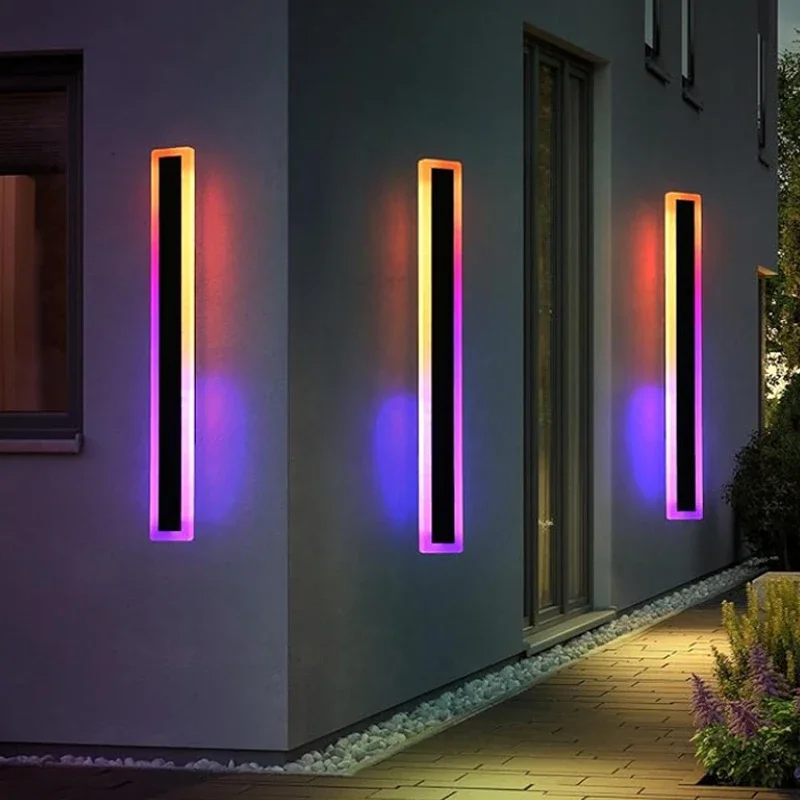 

RGBW уличный настенный светильник, современный водонепроницаемый светильник для виллы, крыльца, сада, патио, настенный светильник, непромокаемый светильник для перед двери гаража