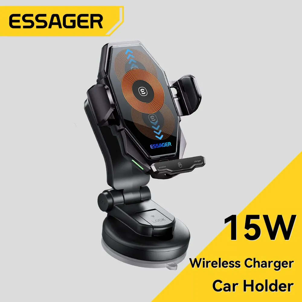 Essager 15W Qi Wireless Charger Car Phone Holder Air Vent Mount Stand For iPhone Samsung Cell Phone Support Fast Charging