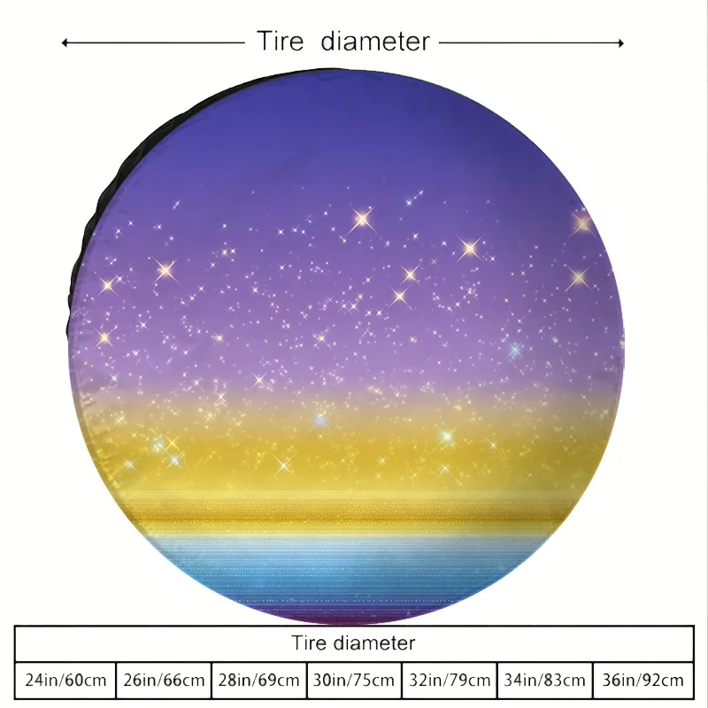 Polyester Fiber Car Tire Cover, Gradient Starry Sky With Dazzling Starlight Pattern, Spare Tire Protective Cover, Universal Fit