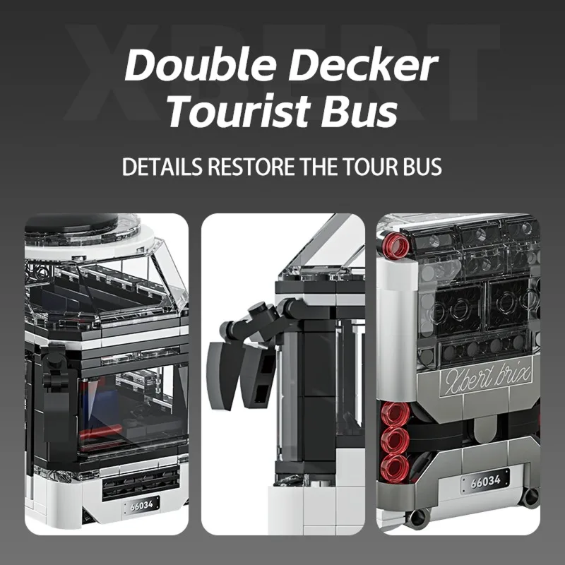 811PCS Double-Decker Tour Bus Building Blocks DIY ชุดสําหรับเด็กสะสมเดสก์ท็อปตกแต่งวันหยุดไอเดียของขวัญ