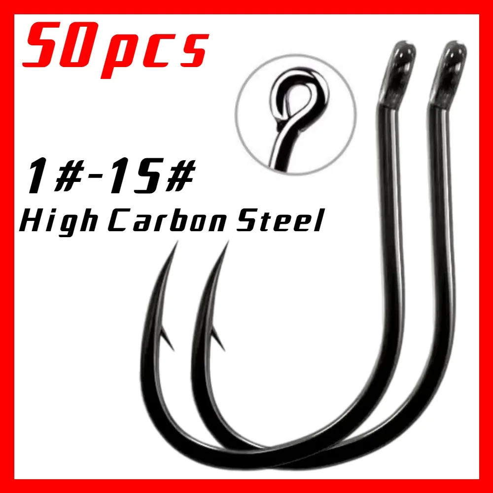 

High Carbon Steel Barbed Fish Hooks Carp Single Circle Offset Fishhooks Fly Fishing Sea Tools Equipment Accessories Tackle