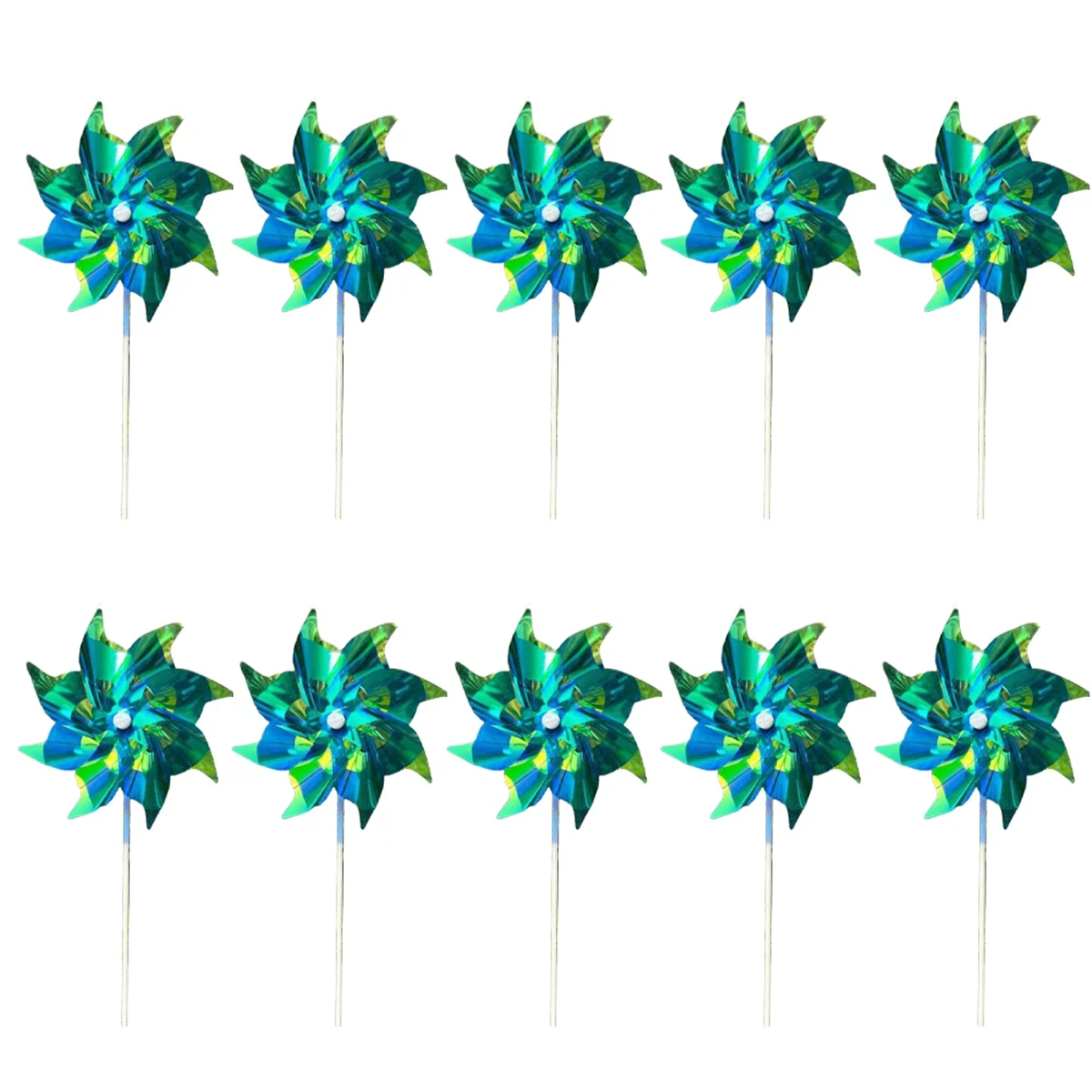 

Blue Reflective Pinwheels Wind Spinner, Extra Sparkly Pinwheel with Stakes, Bird Repellent Blinder Devices