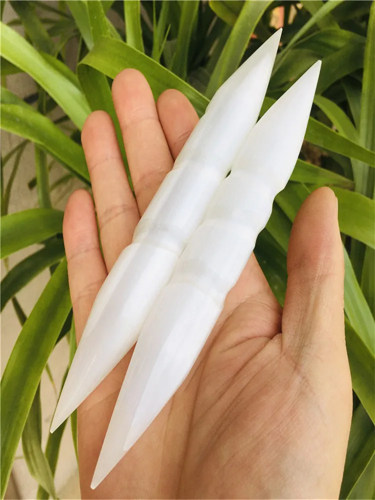 15cm  Selenite Crystal Wand Healing Massage Spiral Polished Log Stick Gypsum Cleanse