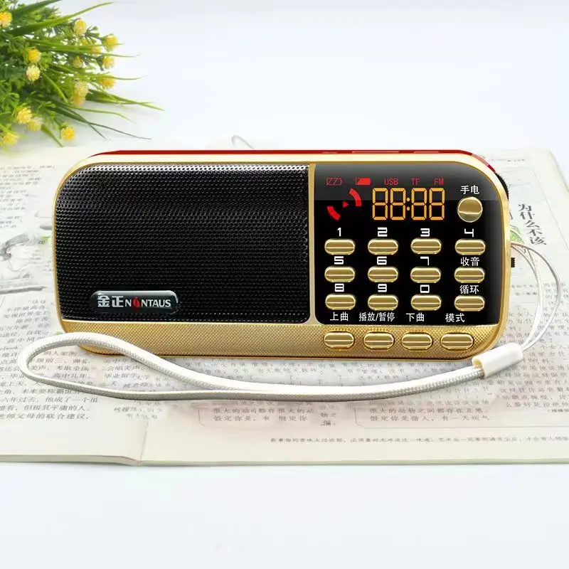 

USB Music Mini Sound TF Card Speaker Dual 18650 Battery Player Headphone Jack Flashlight Hand Held FM Radio B836S