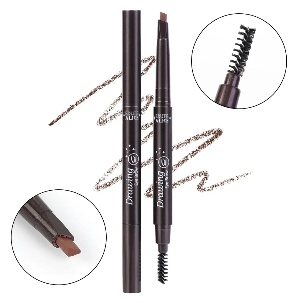 5 Colors Double Head Eyebrow Pencil Long Lasting Waterproof Not Blooming Ultra-thin Eyebrow Pen Black Gray Brown Color Cosmetics