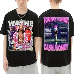 Rapper Lil Wayne Young Money Gash Momny Double Sided Graphic Tshirt Men Women Oversized T-shirts 90s Vintage T Shirt Streetwear