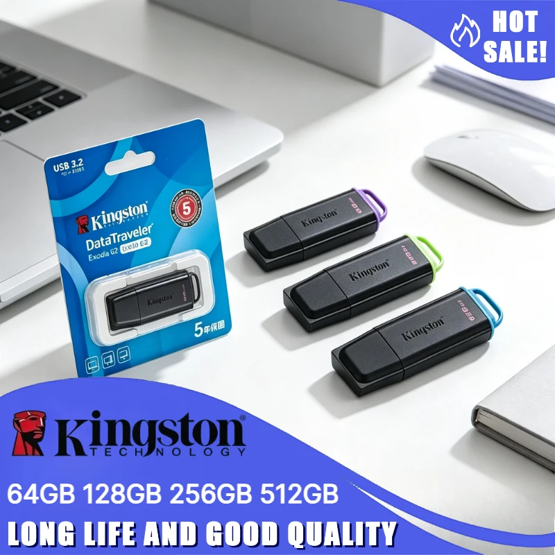 

Kingston For All Computers 2026 64GB 128GB 256GB 512GB Portable Memory Stick Data Traveler Exodia DTXG2 USB 3.2 Flash Pen Drive