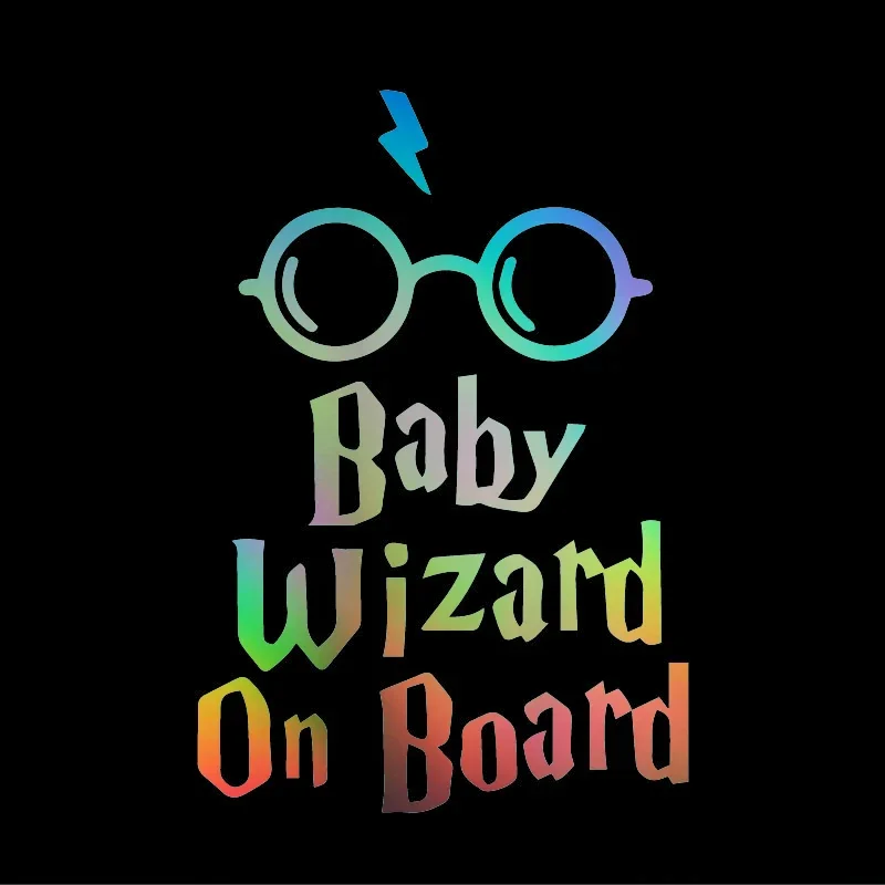 Baby Wizard on Board Car Decoration Sticker Stickers Motorcycle Cute Exterior Parts Decals Sunscreen and Waterproof PVC,15cm