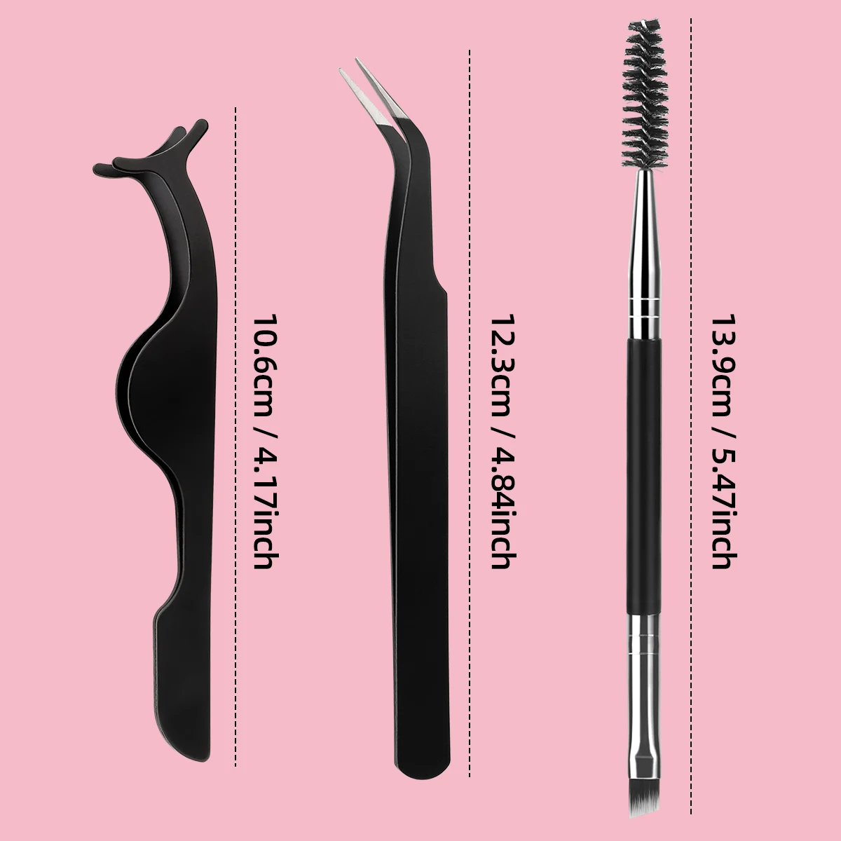 3PCS Eyelash Tool Set with Storage Box, False Eyelash Assistance Tool and Eyelash Brush, Used for Eyelash Combing and Grafting