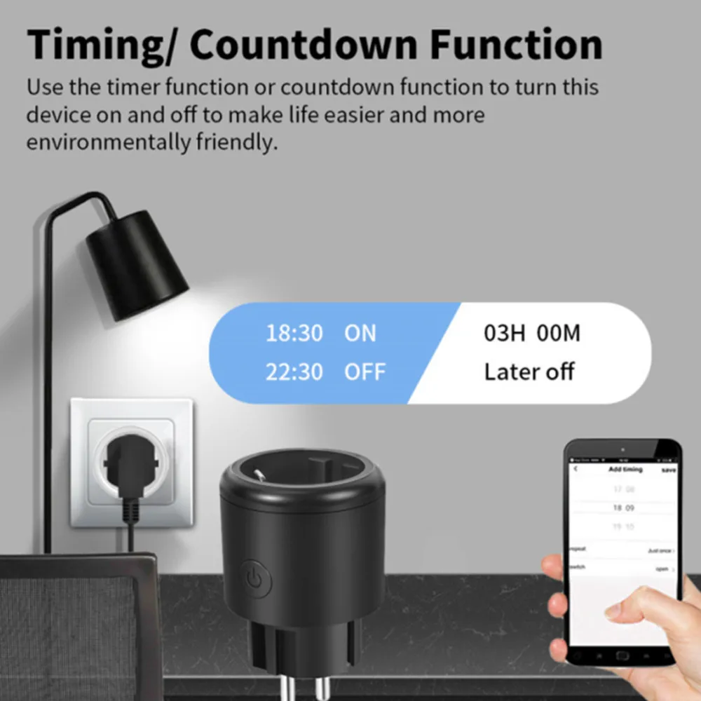 20A Tuya Smart Socket WiFi UK/EU/US Plug Adapter Home Alexa Voice Control With Energy Monitering Timer Function Power Outlet Set