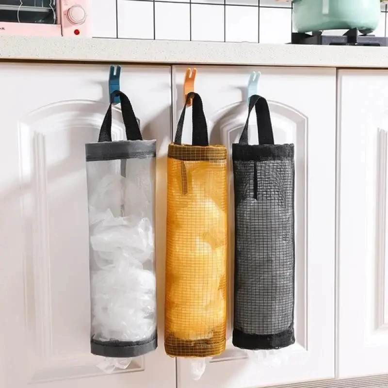 1-3PCS Home Grocery Bag Holder Wall Mount Plastic Bag Holder Dispenser Hanging Storage Garbage Bag Kitchen Garbage Organizers