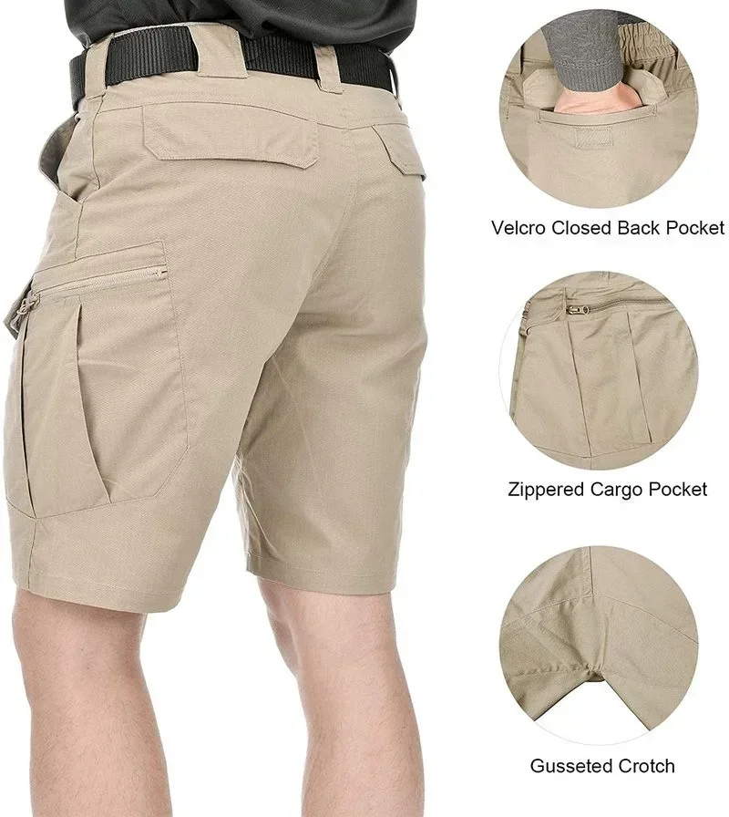 Including Belt Men HuntingShorts Upgraded Waterproof Quick Dry Multi-pocket Short Pants Outdoor Hunting Fishing Cargo Shorts