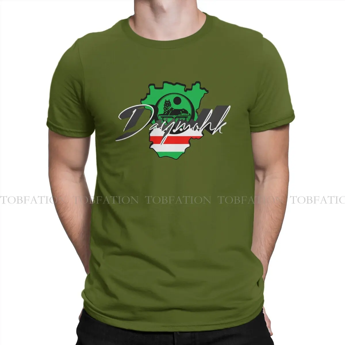 Chechen Wolf DAYMOHK CHECHNYA 100% Cotton T Shirt Vintage Punk Men's Tee Shirt O-Neck Short Sleeve