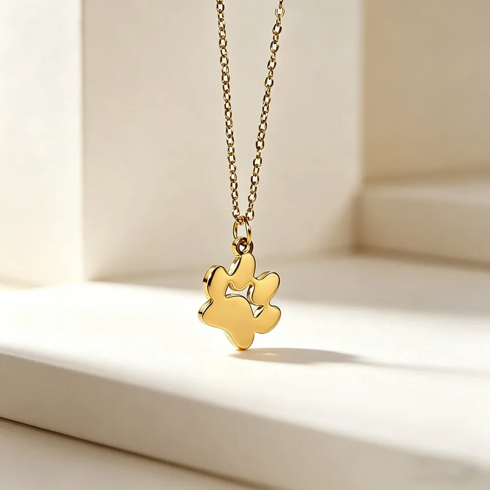 Simple Dog Paw Pendant Stainless Steel Necklaces For Women Mother Wife Girlfriend Christmas Day Birthday Wedding Choice Jewelry