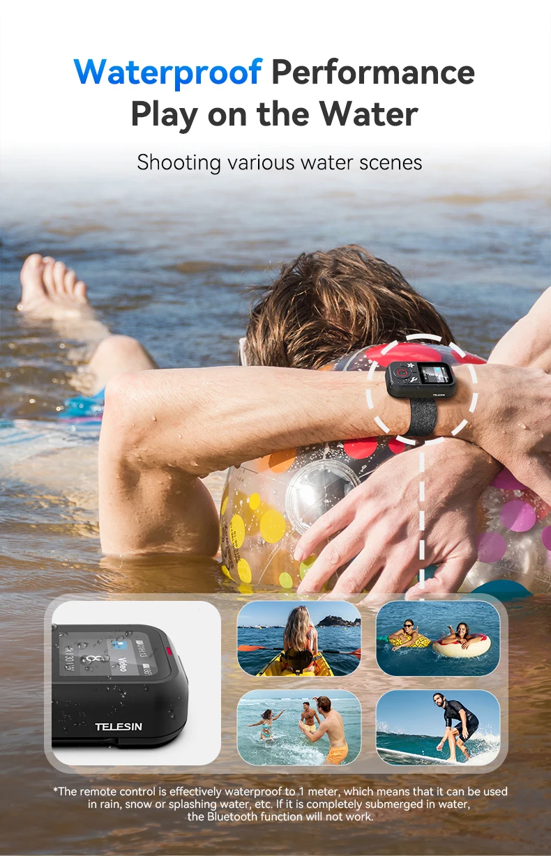 TELESIN T13 Wasserdichte Bluetooth-Fernbedienung für GoPro Hero13 12 11 10 9 8 Max Mit Handschlaufe für Action-Kamera-Zubehör – Detail 10