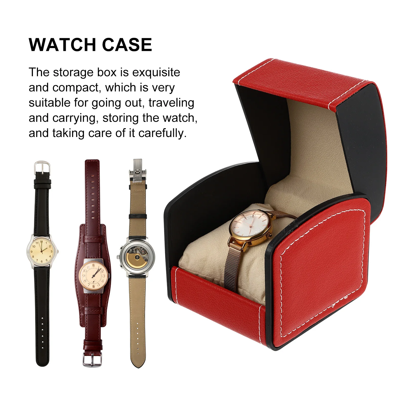 

Gift Box For Watch Jewelry Storage Pu Travel Case Organizer Red Square Watch Box For Men Women Jewelry Case