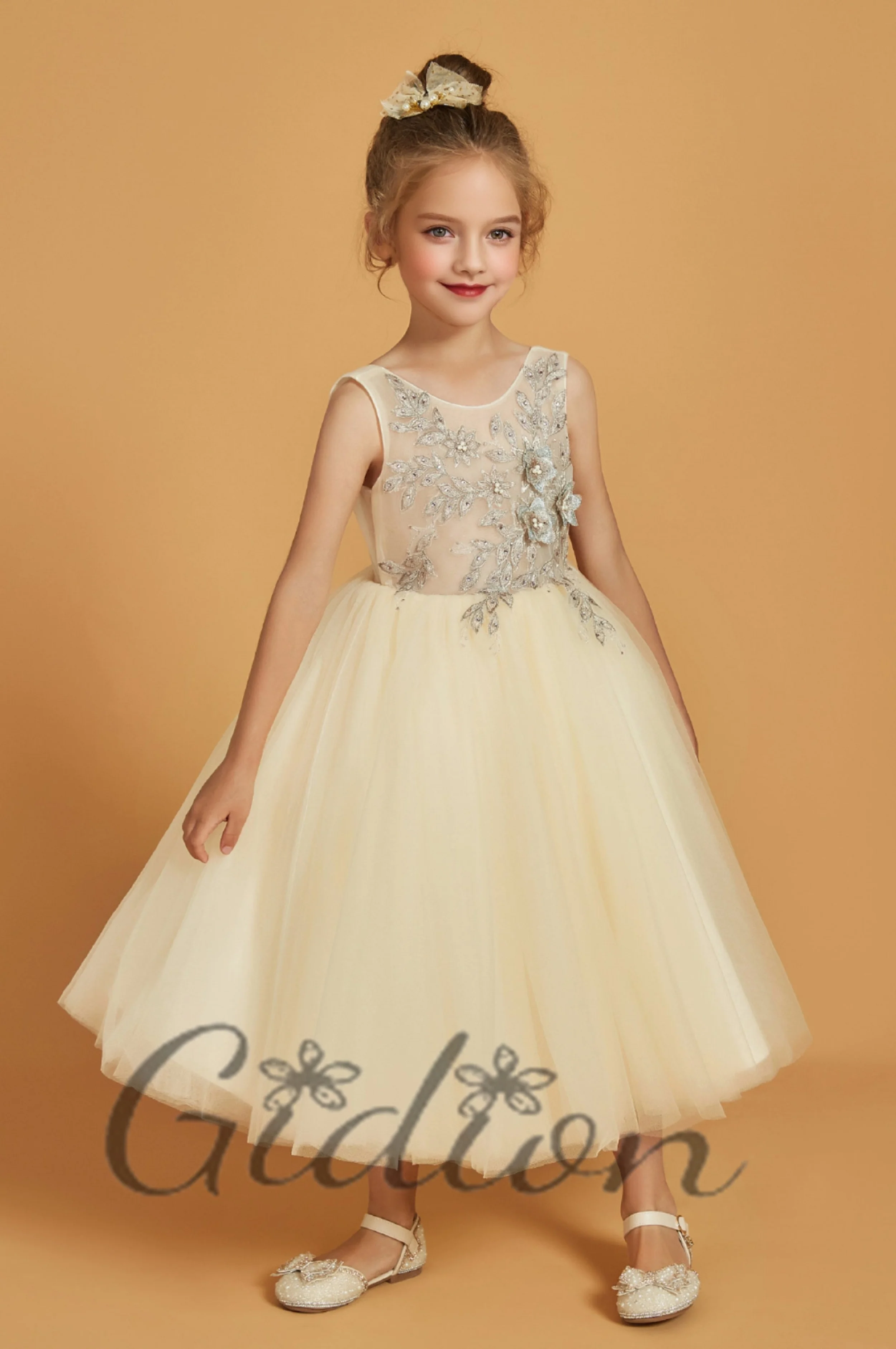 

Appliue Kids Evening Birthday Party Wedding First Communion Ball-Gown Pageant Event Banquet Prom Ceremony Flower Girl Dress