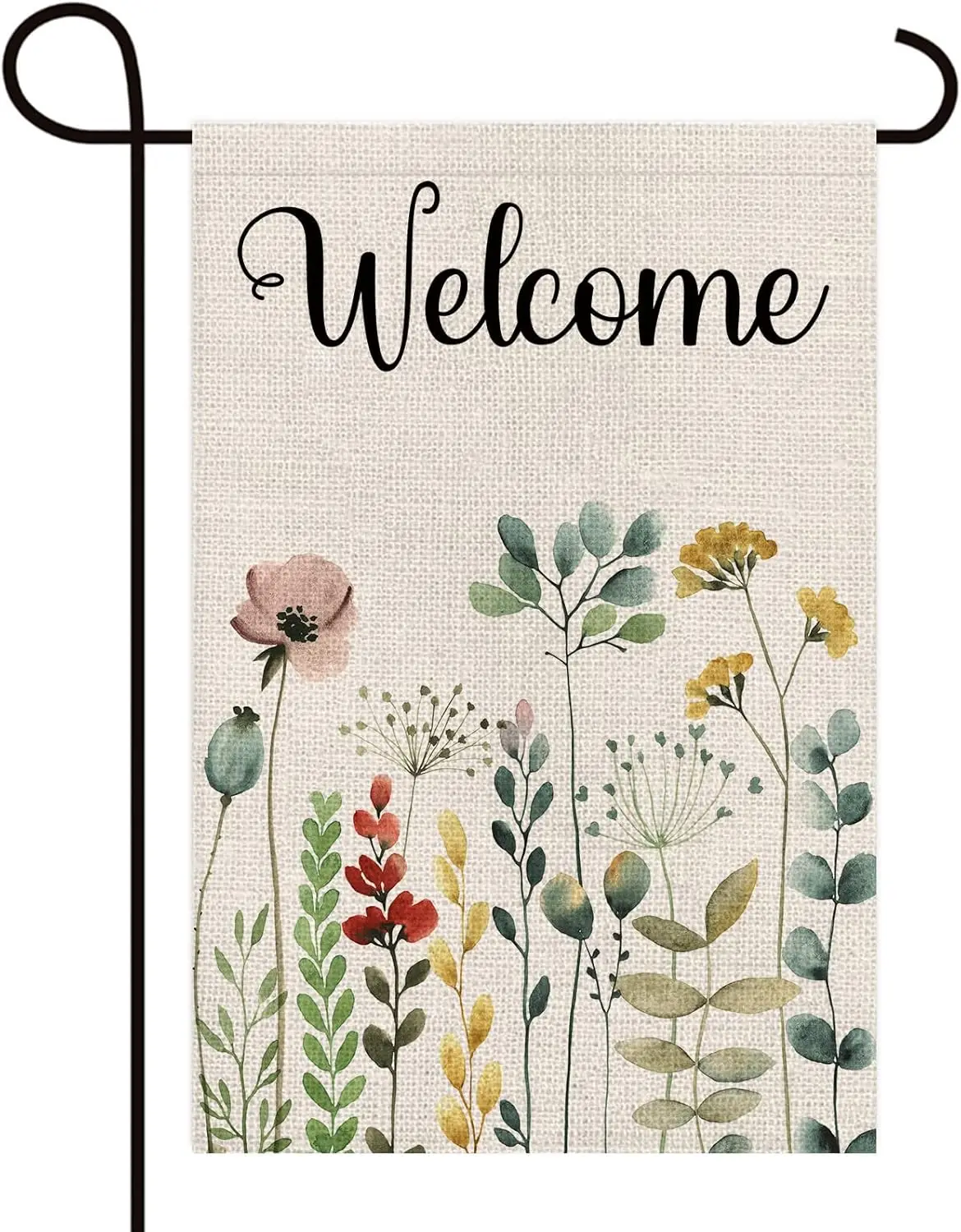 Texupday Welcome Colorful Leaves Plant Floral Decoration Double Sided Vertical Burlap Garden Flag Spring Summer Seasonal Farmhou