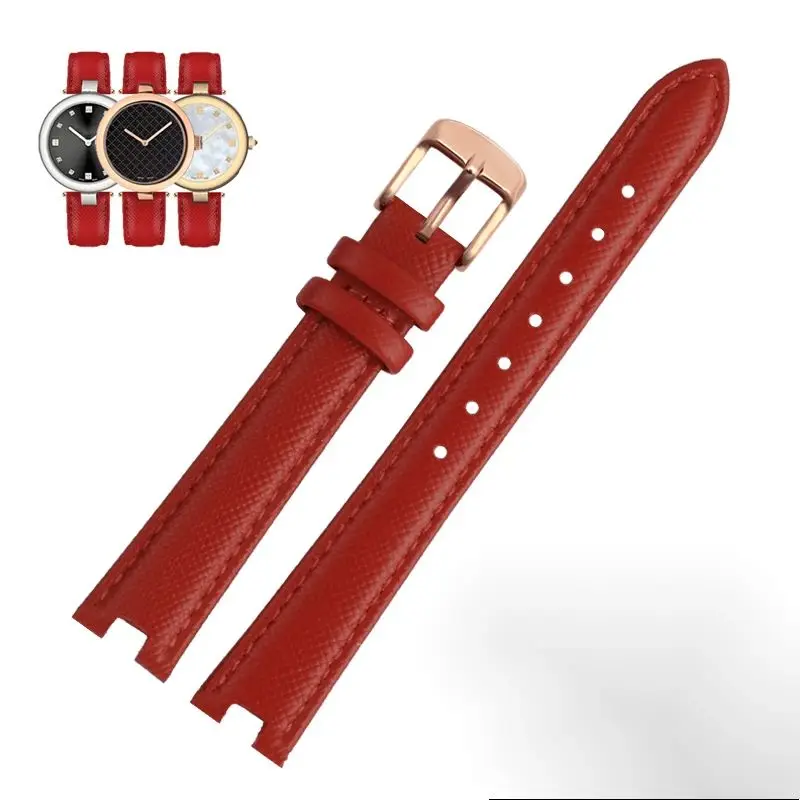 12mm 14mm For Gucci YA141401 YA141404 YA141505 Soft Cowhide Genuine Leather watchband GC women\'s watch strap Pink red bracelet