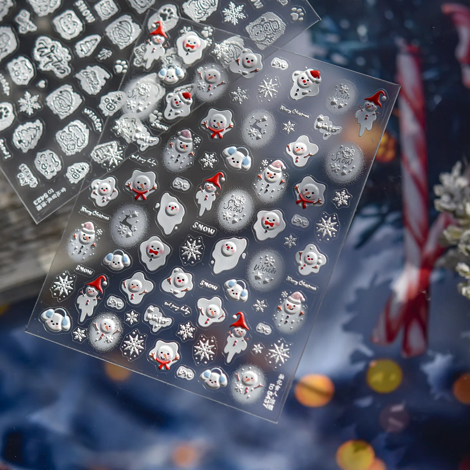 عيد الميلاد مسمار الملحقات ملصقات 5D تنقش مسمار الفن ملصقات لطيف تذوب ثلج ملصقات للأظافر لاصق مانيكير الشارات #1