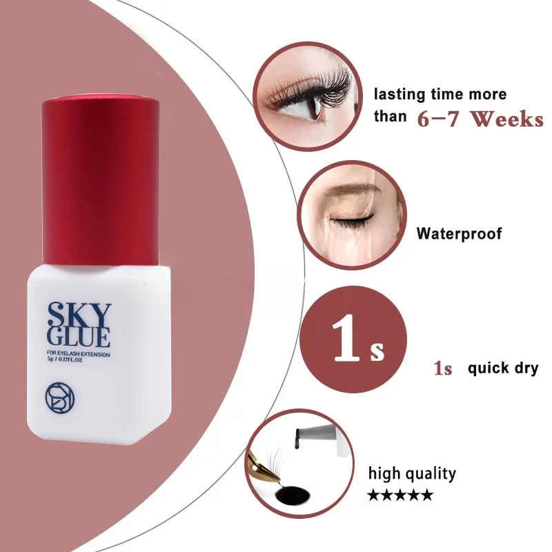 Korea Sky Glue S+ 1-2s Fastest Dry Time Eyelash Extensions Glue MSDS 5ML Extra Strong Adhesive NO Original Bag