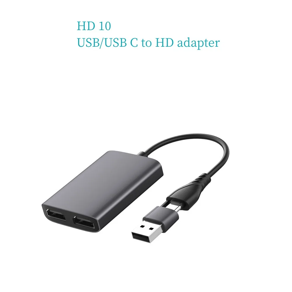 

HD10 USB3.0 USB C To 2 HDTV Adapter Dual 4K Displays Monitors Type C Hub 5Gbps for Mac Windows