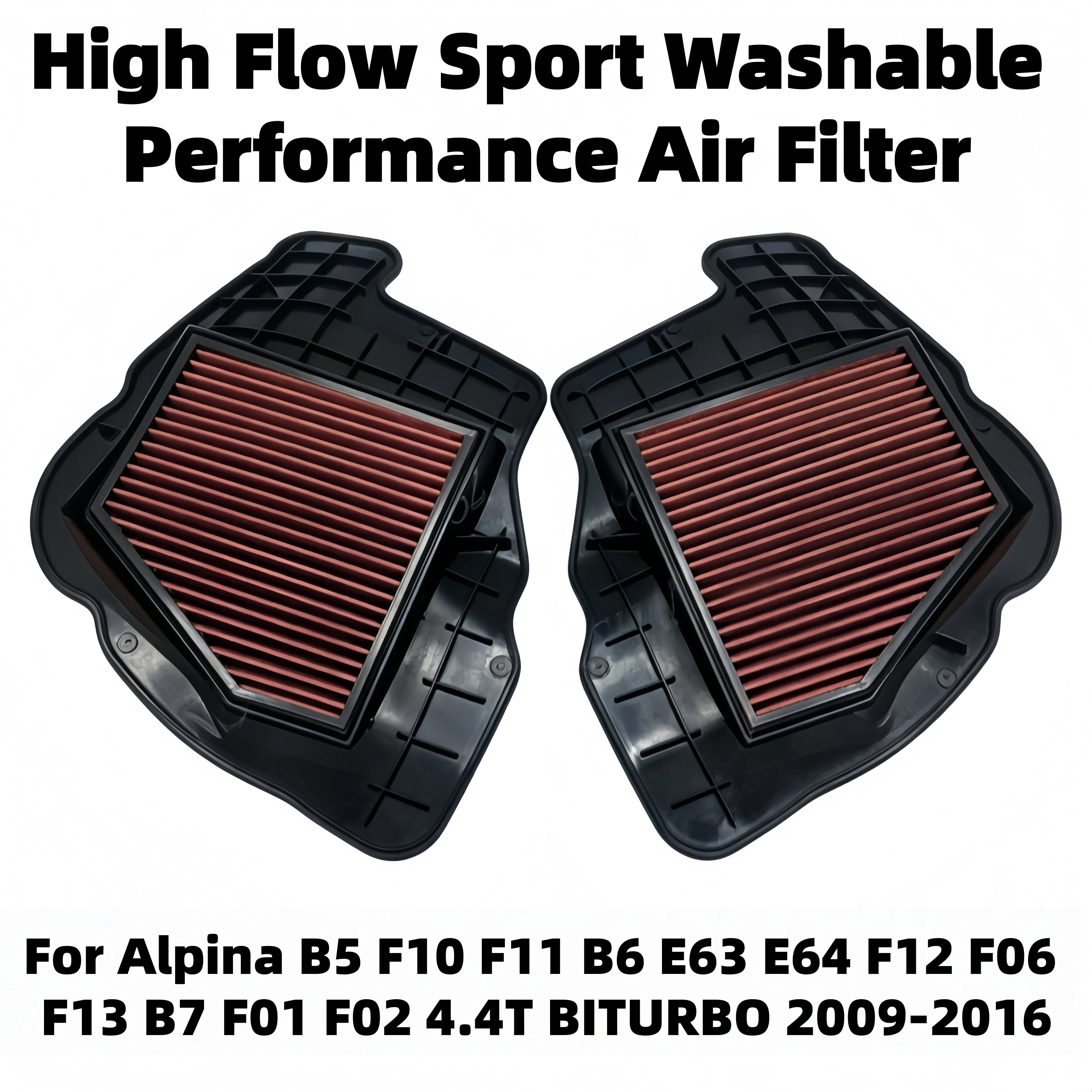 High Flow Sport Washable Air Filter For Alpina B5 F10 F11 B6 E63 E64 F12 F06 F13 B7 F01 4.4T 2009-2016 13717577457 13717577458