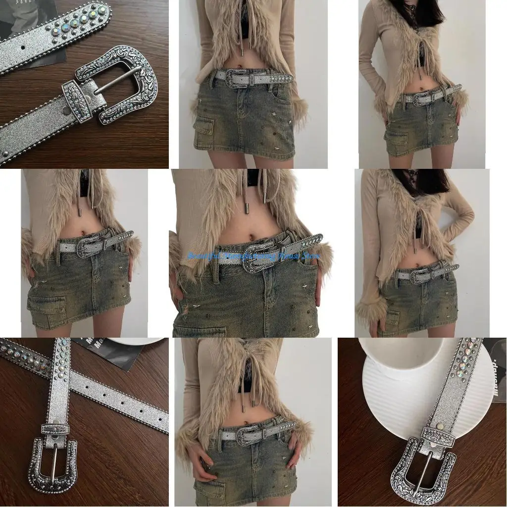 

E56A Studded Belts for Waist Mini Skirt Jeans Body Accessories for Women and Girls