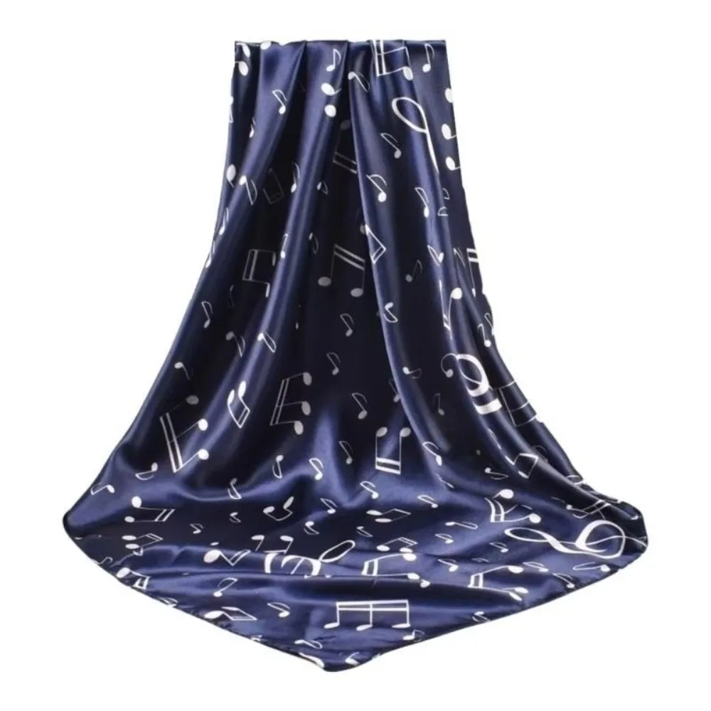 Retro Breathable Musical Note Shawl Large Lightweight Square Headscarf Hair Band Neck Wrap Women Shawl Bag Accessories