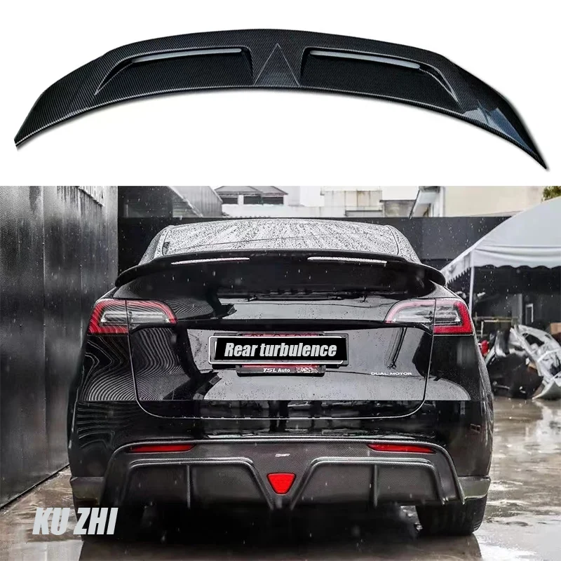 

Suitable For Tesla Model Y 2019 2024 Rear Spoiler Carbon Fiber Material Bright Black Rear Luggage Compartment Lid Spoiler