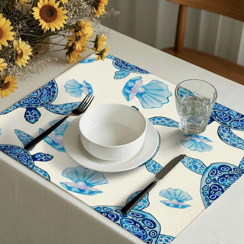 1 Pc Sea Turtle Shell Kitchen Table Mat Placemat Suitable for Dining Tables, Wedding and Birthday Decoration Placemats