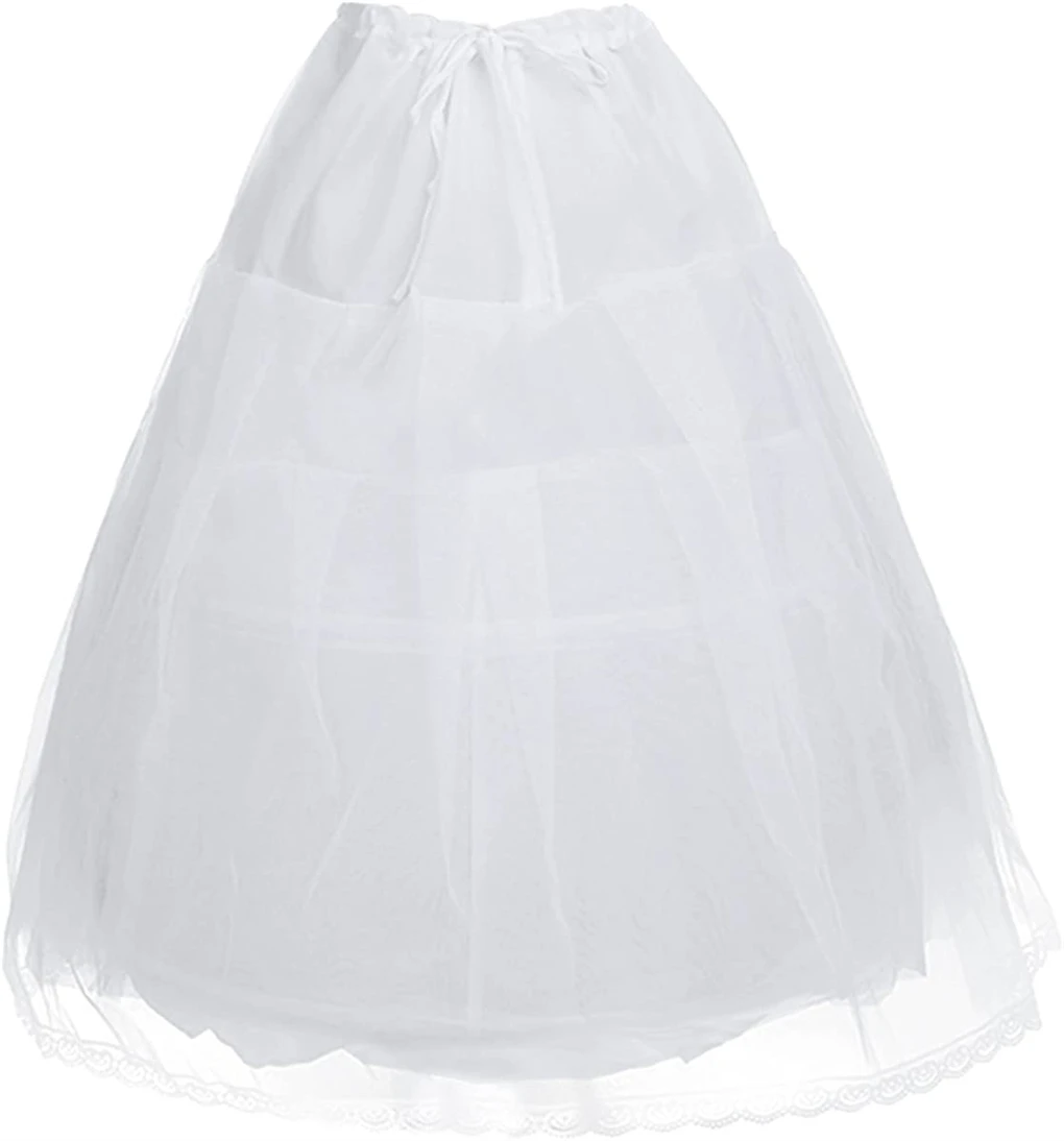 White Mesh Lolita Petticoats para crianças, Roupas Femininas, Underskirt, Catwalk, Flower Girl Dresses, 3 Hoop