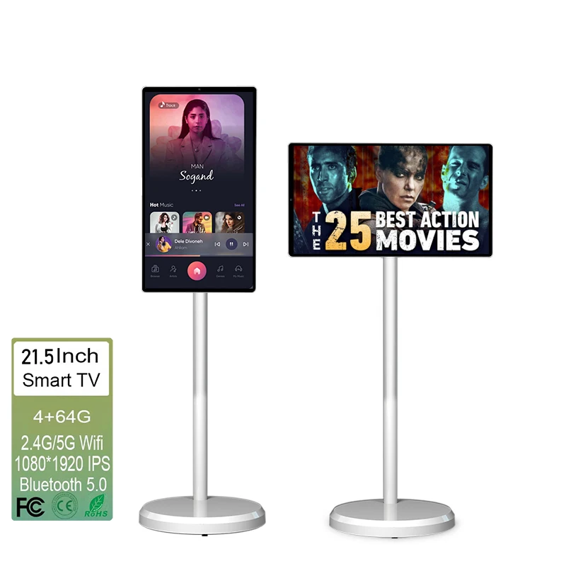 

Наружный экран дисплея, вращающийся светодиодный телевизор с подставкой, телевизор с плоским экраном, портативный монитор с сенсорным экраном, Android Smart TV на колесах