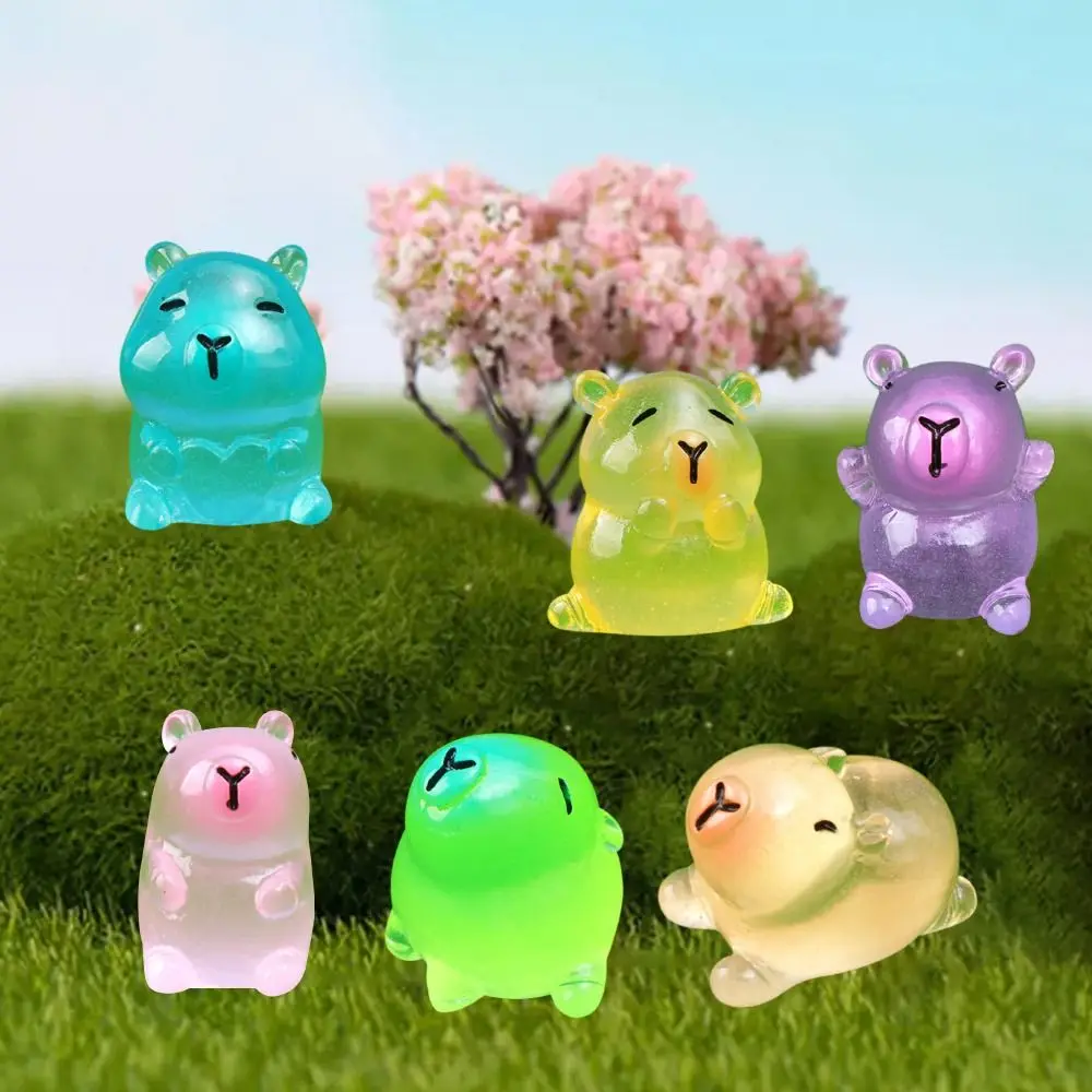 Cute Resin Cartoon Capybara Statue Gift Bonsai Miniature Capybara Figurines DIY Doll House Animals Model Animals Figurine