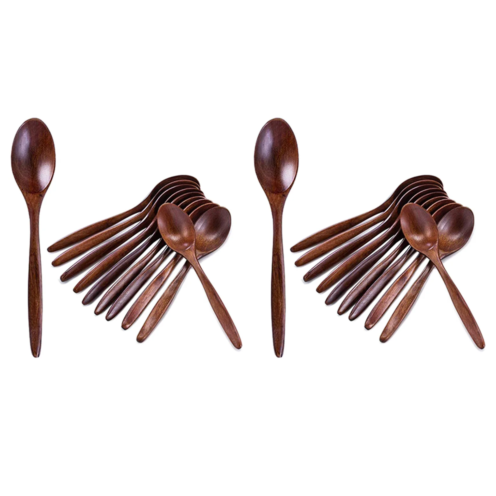 AB11-20 PCS Wood Soup Spoon Set, Long Handle Natural Wood Table Spoons For Eating Mixing Stirring Cooking - 7.3 Inches