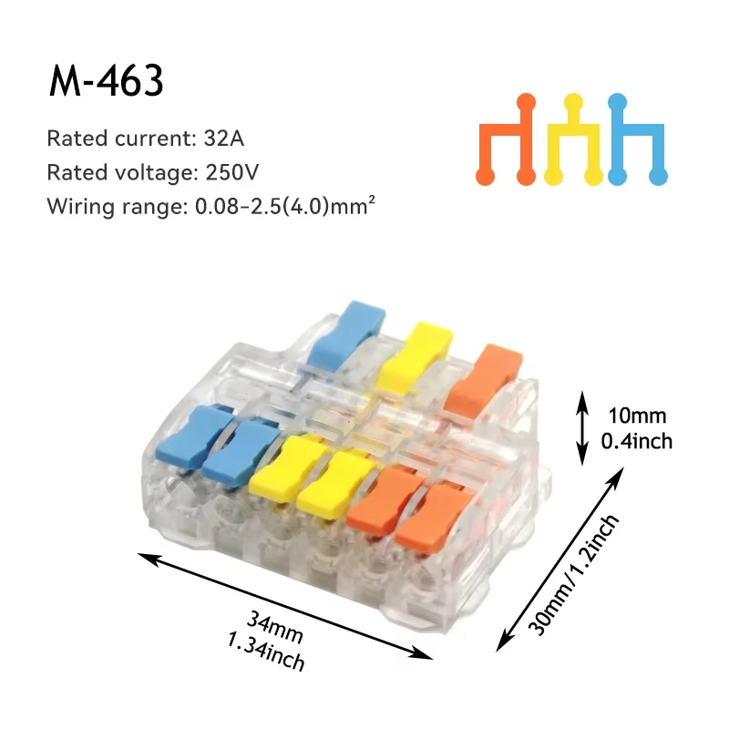 Mini Snelle Draadconnectoren Universeel Compact Klemblokken met Hendel Splitsers Elektrische Geleiders Drukpasbaar voor Huisbedrading Elektrische Installaties in Woningen VeiligSoldeervrije connector,